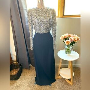 Mango XL navy suit maxi skirt